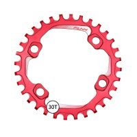 a red Solo 96 Narrow-Wide bike chainring on a white background.