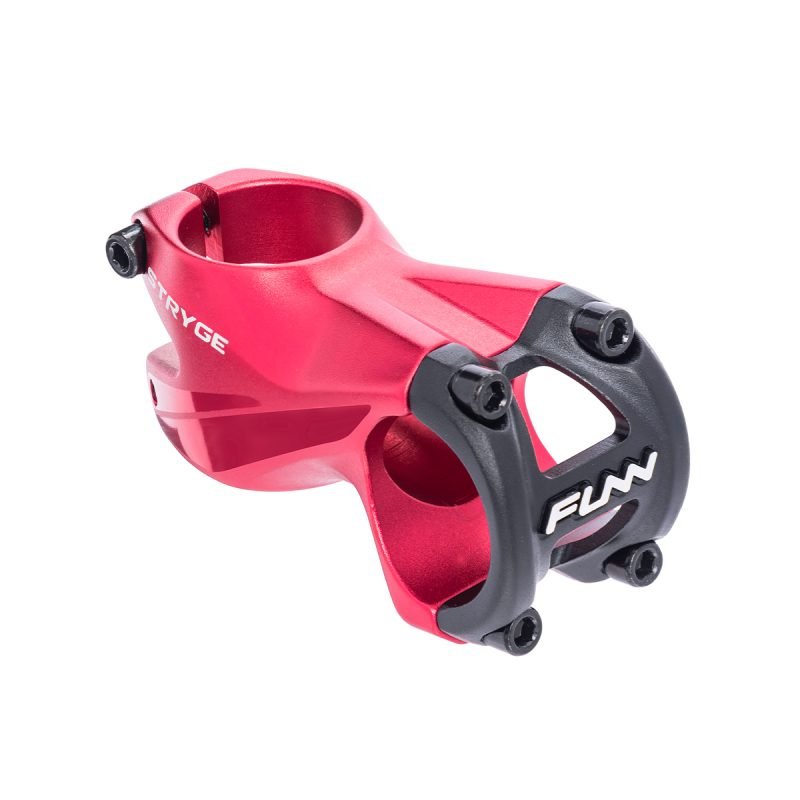 a red Stryge bicycle stem with 55mm length