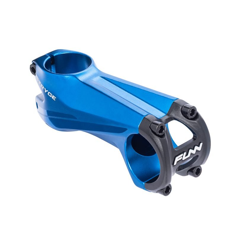 a blue Stryge bicycle stem with 85mm length
