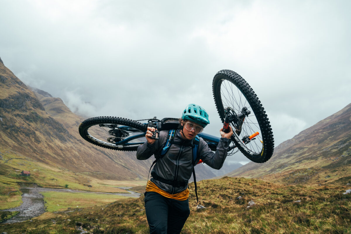 Funnbassador Matthew cycling Highland Trail 550 Challenge with a mountain bike in the Scottish Highlands.