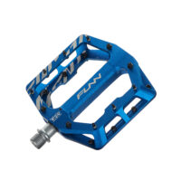 A Funndamental bicycle pedal with a black and blue design.
