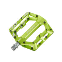 A pair of Funndamental green pedals on a white background.