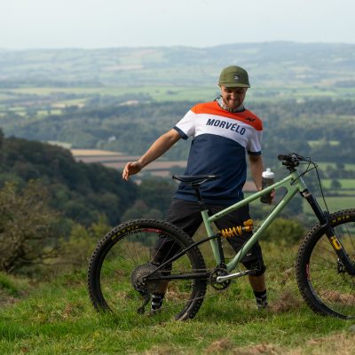 Funn rider Triscombe poses with his mountain bike ready for the next ride