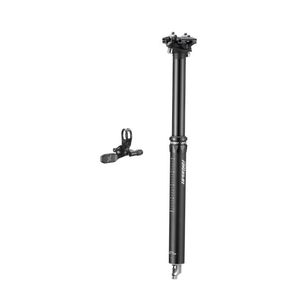 a black Updown Internal dropper seat post with a black updown dropper remote lever